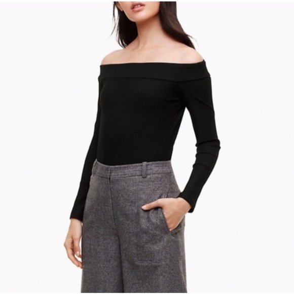 Aritzia Tops Aritzia Wilfred Freeman Black Ribbed Off Shoulder Long